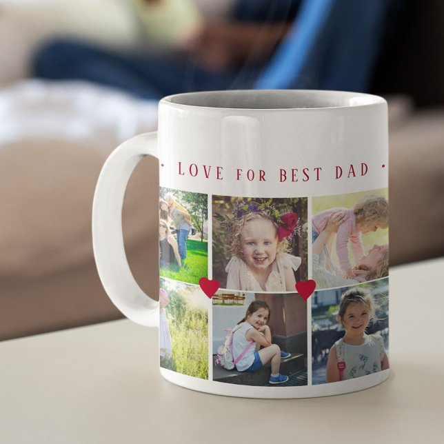 Caneca De Café 12 colagem de fotos AMOR para o MELHOR PAI letra v (Criador carregado)