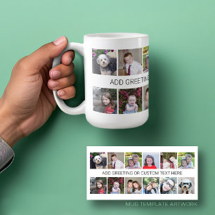 Caneca De Café 12 Colagem de Instagram de Foto com Uma Linha de T