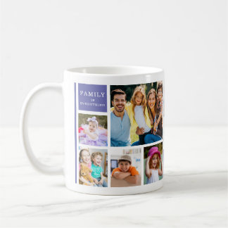 Caneca De Café 12 Family Photo Collage Quote Monogrammed Purple