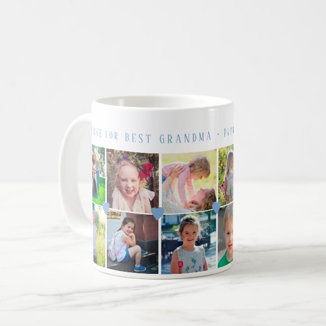 Caneca De Café 12 foto colage LOVE for BEST GRANDMA dusty blue (Frente Esquerda)
