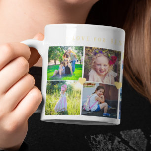 Caneca De Café 12 foto colage LOVE for MELHOR MOM yellow Hearts