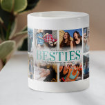 Caneca De Café 12 Foto Collage Bestie<br><div class="desc">A mais moderna caneca amiga,  com 12 fotos coladas,  a palavra "besties" em um belo gradiente teal,  uma citação personalizada de amizade,  e seus nomes.</div>