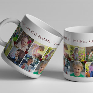 Caneca De Café 12 fotos de colagem LOVE para BEST GRANDPA burgund