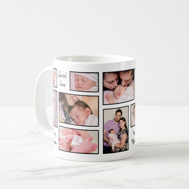 Caneca De Café 12 Memórias de Fazer de Colagem de Fotos Citações  (Frente Esquerda)