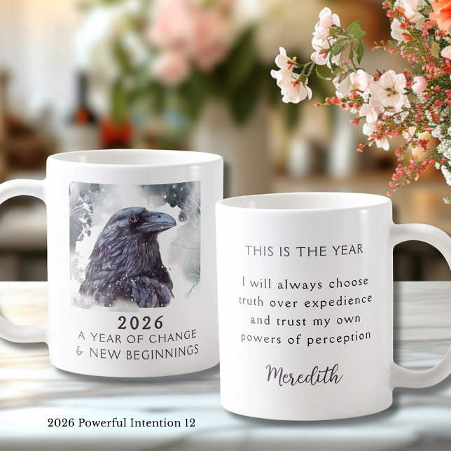 Caneca De Café 12. Raven 2026 Year of Change Powerful Intention (Raven 2026 Year of Change and New Beginnings Powerful Intention 12 Coffee Mug)