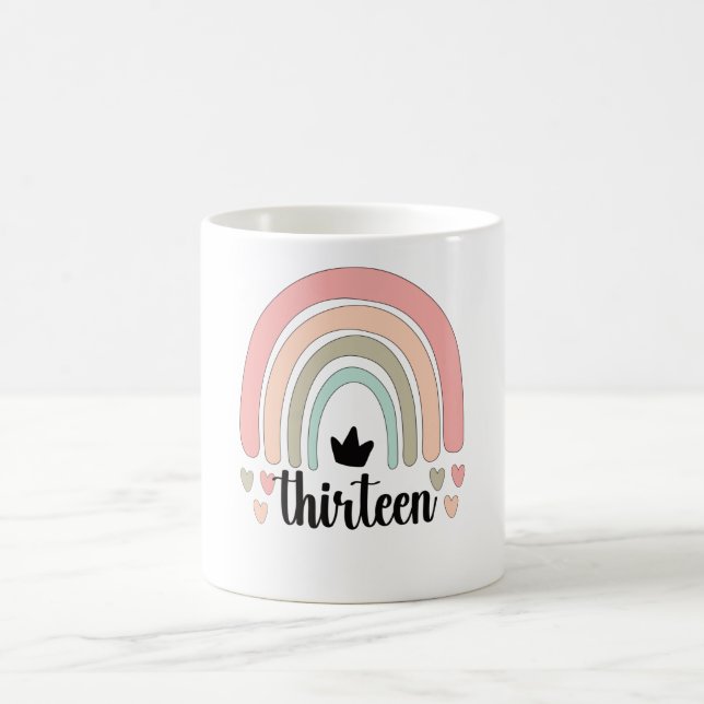 Caneca De Café 13 Birthday Boho Rainbow Party Kids 13 anos (Centro)