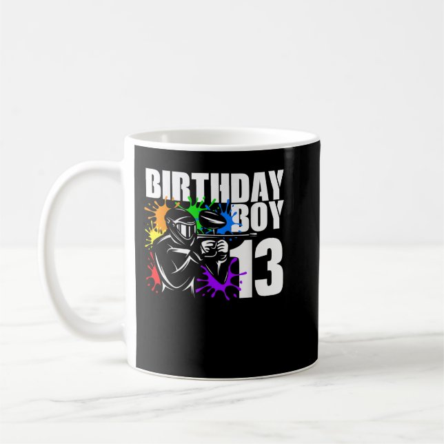 Caneca De Café 13 Year Old Paintball Birthday Party Boys 13th Gif (Esquerda)