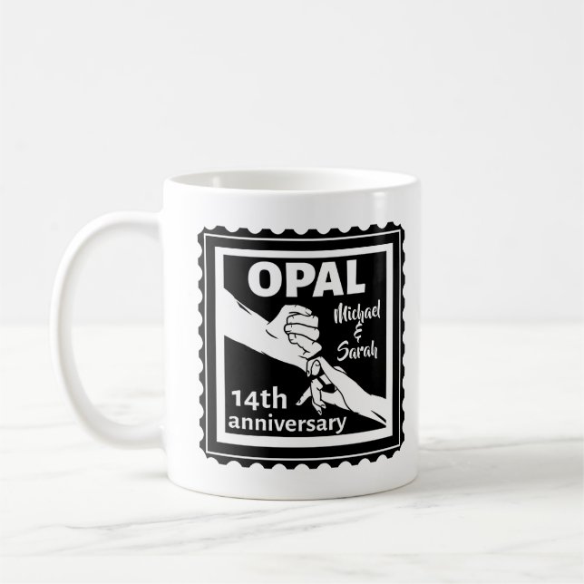 Caneca De Café 14 aniversário de casamento Opal tradicional (Esquerda)