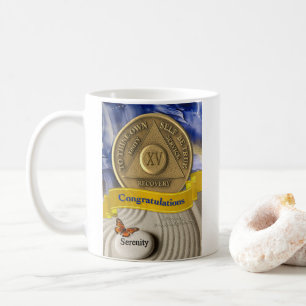 Caneca De Café 15 Anos Serenidade de Aniversário do Nome Personal