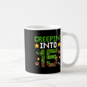 Caneca De Café 15 Birthday Gamer Pixel Creepin" Em 15 Vídeo G