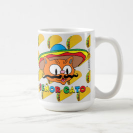 Caneca De Café 15 Onças Cartoon Senor Gato Amantes de Taco Grande