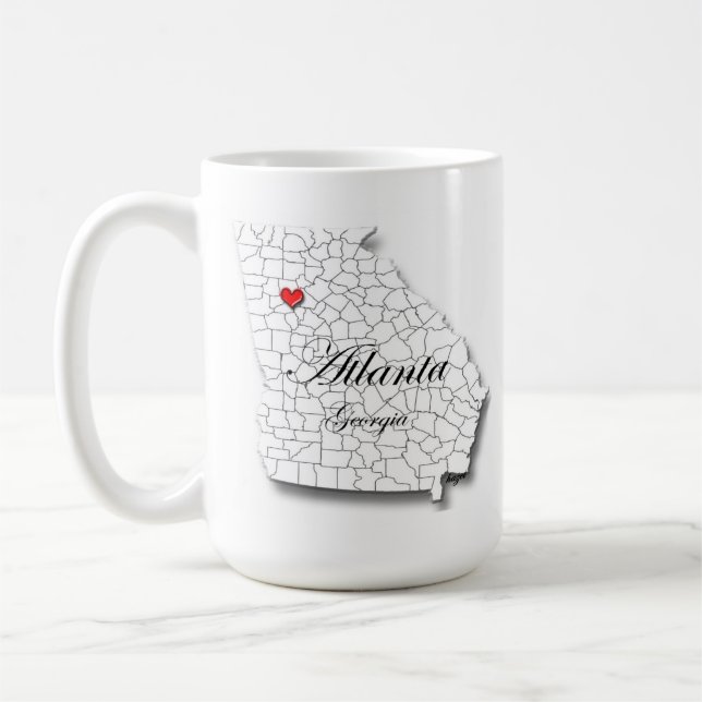 Caneca De Café 15oz Atlanta Mug, Atlanta Mug, Atlanta Coffee Mug, (Esquerda)