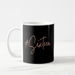 Caneca De Café 16ª Hashtag Milestone Sweet 16 XVI