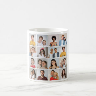 Caneca De Café 16 Colagem de Fotos - A Cor De Fundo Pode Ser Alte