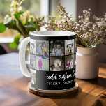 Caneca De Café 16 Grade de Colagem de Fotos - 2 Caixas de Texto -<br><div class="desc">Use 16 fotos SQUARE para criar uma colagem pessoal de fotos. Esse layout moderno e limpo inclui 2 blocos de texto - 1 em um script de tendência e 1 em uma fonte san serif para adicionar um nome de família ou um nome. A cor de fundo pode ser alterada...</div>
