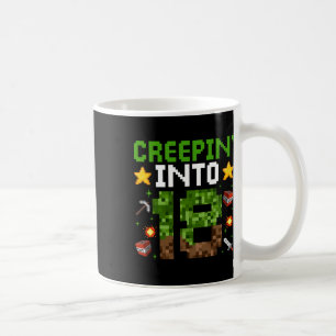 Caneca De Café 18º Aniversário Gamer Pixel Creepin" Em 18 Vídeo G