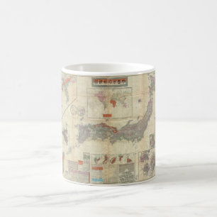 Caneca De Café 1895 Meiji 28 Mapa Japonês do Japão Imperial