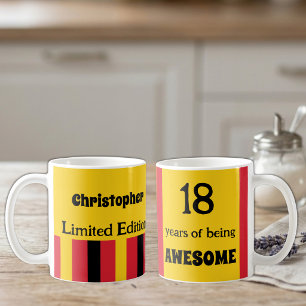 Caneca De Café 18 anos de ser incrível nome amarelo vermelho