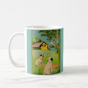 Caneca De Café 1914 dois cães e um gatinho branco