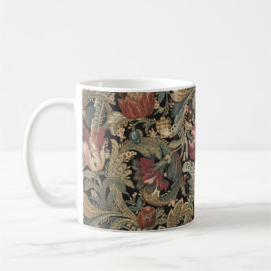 Caneca De Café 1918 Vintage Rich Floral Tapeçaria Brocade Damask