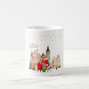 Caneca De Café 1950 Casal Vintage Feliz Natal