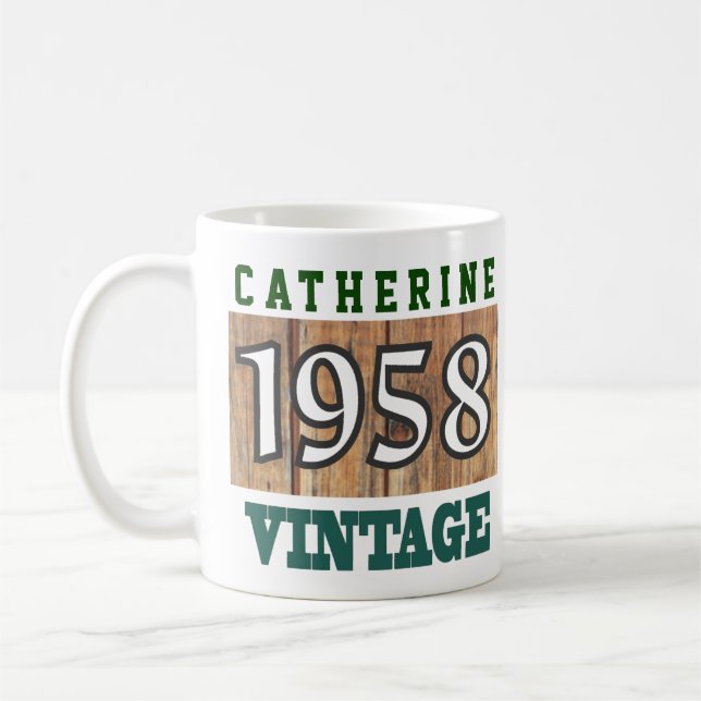 Caneca De Café 1958 Ano de Nascimento - Celebração de Aniversário (Esquerda)