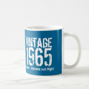 Caneca De Café 1965 Vintage Year ou Birthday Blue White M65A