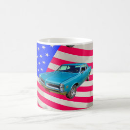 Caneca De Café 1966 Pontiac Le Mans e bandeira americana