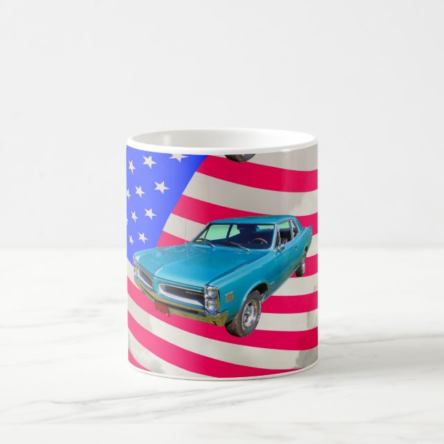 Caneca De Café 1966 Pontiac Le Mans e bandeira americana (Centro)