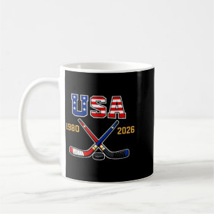 Caneca De Café 1982 2026 Hóquei Vintage EUA Bastões Cruzados