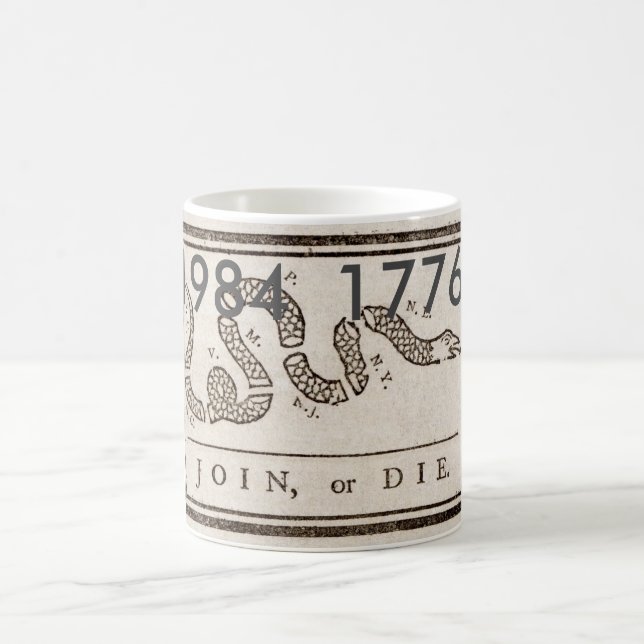 Caneca De Café 1984 = 1776 Join ou die mug (Centro)