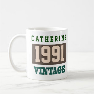Caneca De Café 1991 Ano de Nascimento - Celebração de Aniversá