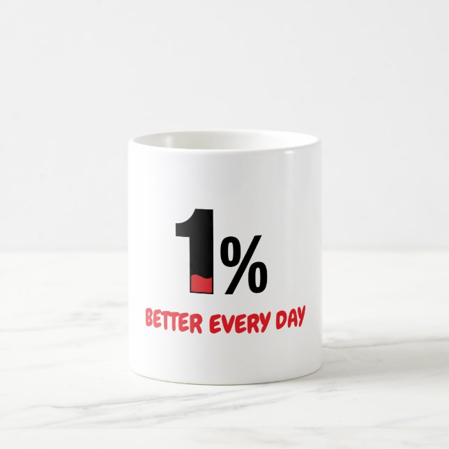 Caneca De Café 1% Better Every Day – Minimalist Motivation Quote  (Centro)