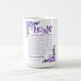 Caneca De Café 1 Corinthians 13:4-8 O amor é a púrpura da pacient