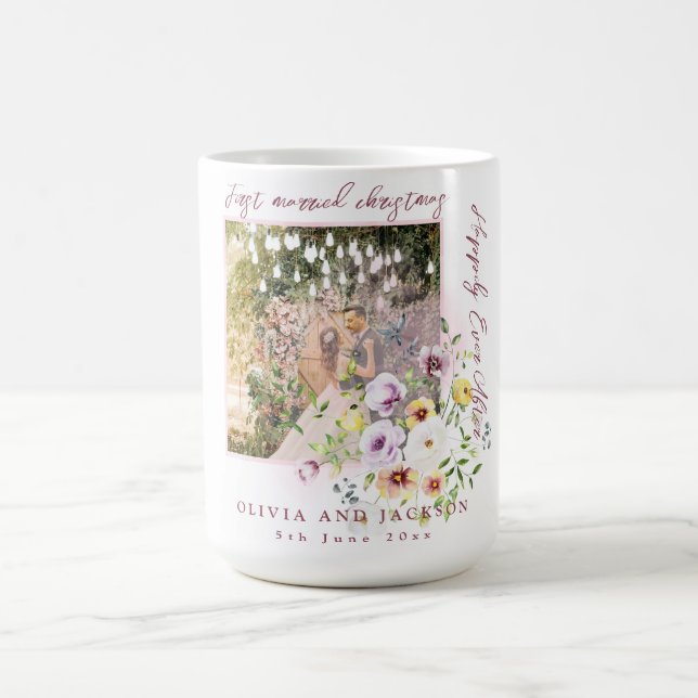 Caneca De Café 1 Foto Newlyweds 1 rua Casada Texto Rosa De Natal (Centro)