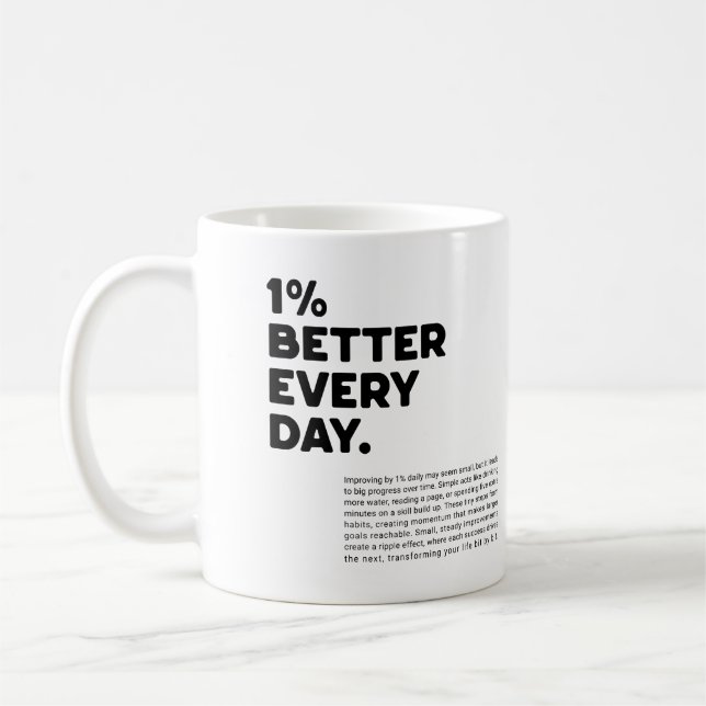 Caneca De Café 1% melhor a cada dia de motivação (Esquerda)
