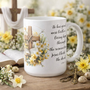 Caneca De Café 1 Pedro 1:3 Arte de Escritura de Esperança Viva