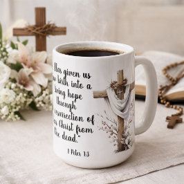 Caneca De Café 1 Pedro 1:3 Esperança Viva Arte de Escritura de Pá