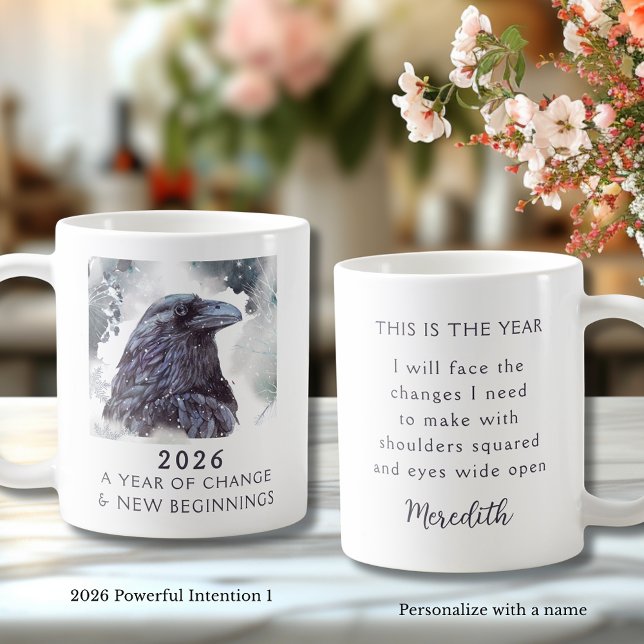 Caneca De Café 1. Raven 2026 Year of Change Powerful Intention (Raven 2026 Year of Change and New Beginnings Powerful Intention 1 Coffee Mug)