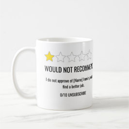Caneca De Café 1 Star Review Coworker Leaving Mug