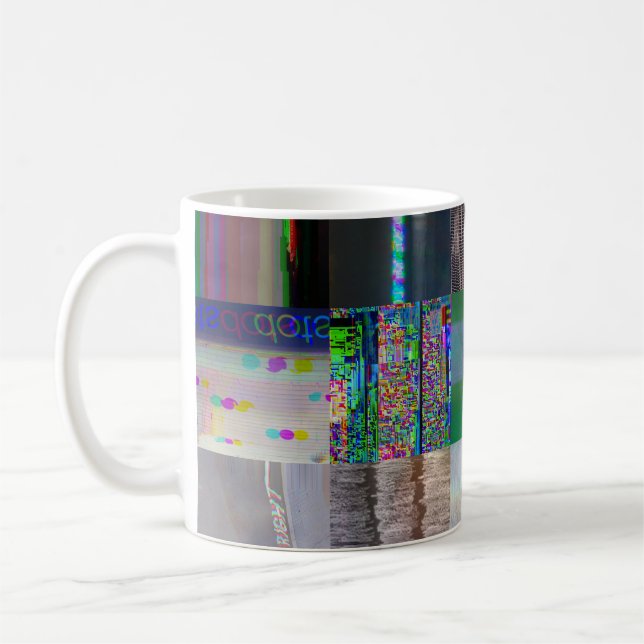 Caneca De Café 1C9984DA Arte Glitch Distorção Digital Vaporwave (Esquerda)