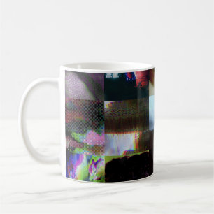 Caneca De Café 1FB1F9F4 Arte Mosaico Abstrato Glitch Cyberpunk