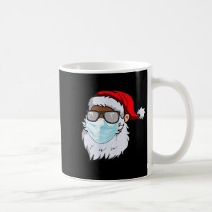 Caneca De Café 2020 Papai Noel com máscara facial preto afro-amer