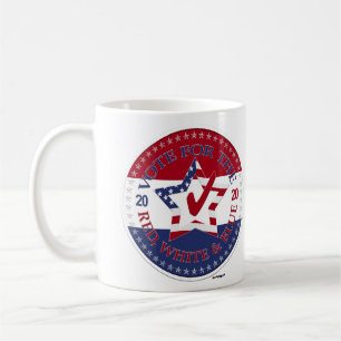Caneca De Café 2020 Votação das estrelas Vermelha, Branca e Azu