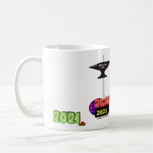 Caneca De Café 2021 Esmagamento 2020 com Feliz ano novo Anvil