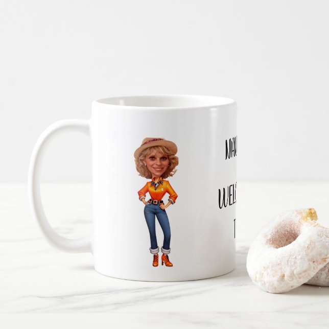 Caneca De Café 2024 Caricaturas personalizadas corporativas do Ne (Com Donut)