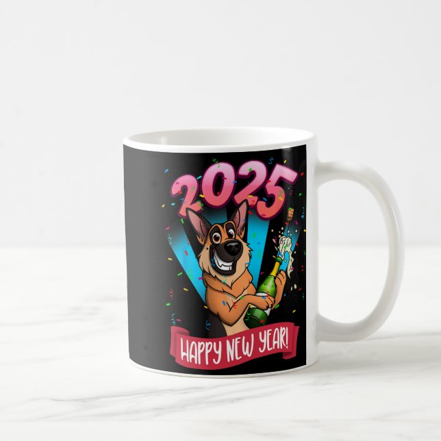 Caneca De Café 2025 Happy New Year German Shepherd Edition  (Direita)