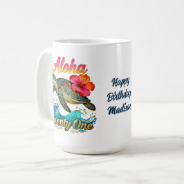Caneca De Café  21st Birthday Personalized Tropical Sea Turtle 