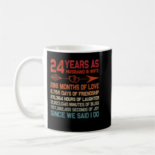 Caneca De Café 24 anos como marido Esposa 24 anos Presente f