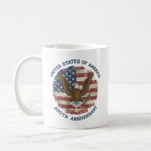 Caneca De Café 250º Aniversário EUA Águia Careca 1776-2026 Heranç